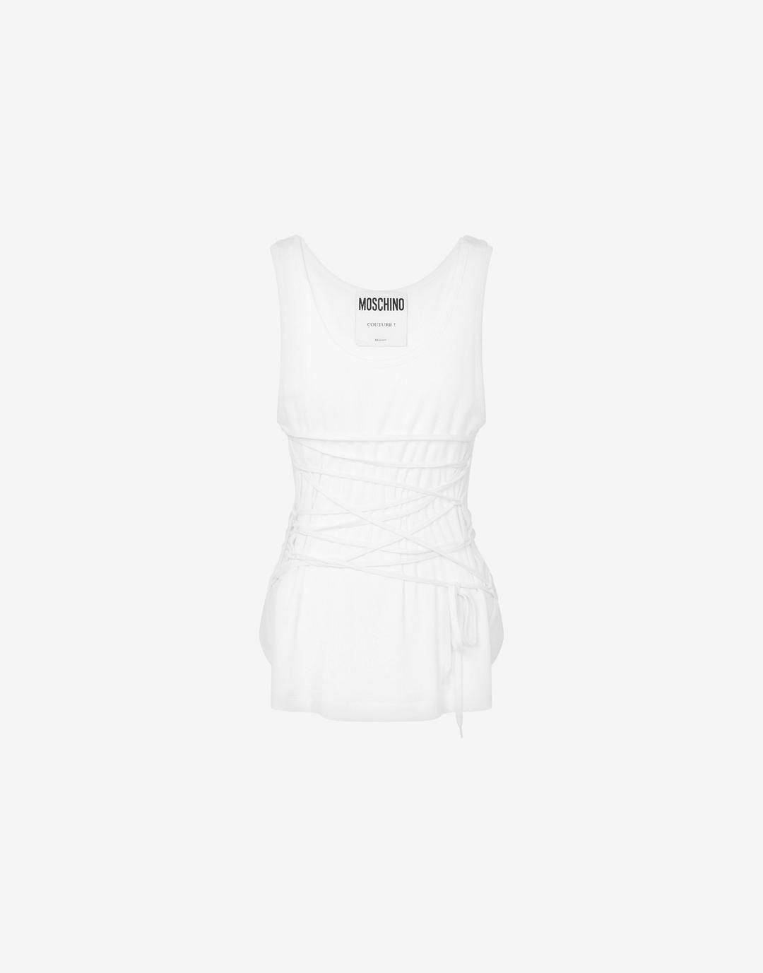 Stretch cotton tank top with laces | Shop Online