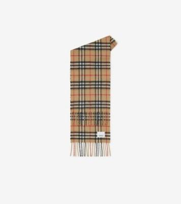 체크 캐시미어 스카프 (아카이브 베이지) - 아동 | 공식 Burberry®