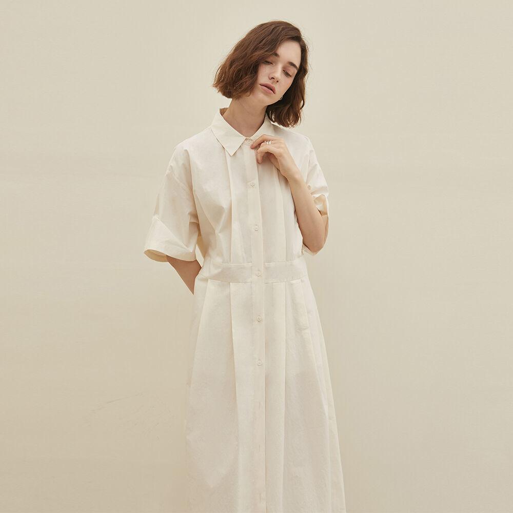 [6월 22일부터 순차배송] pintuck long shirt one-piece_IVORY