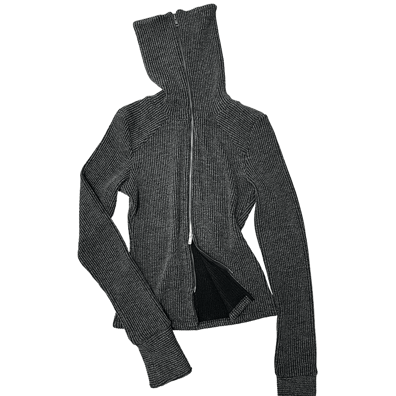 [STILL LETHARDY] HIGH NECK ZIP-UP: GREY