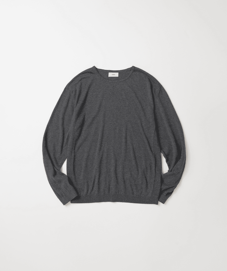 125 Silky Round Neck Knit - Mare Gray