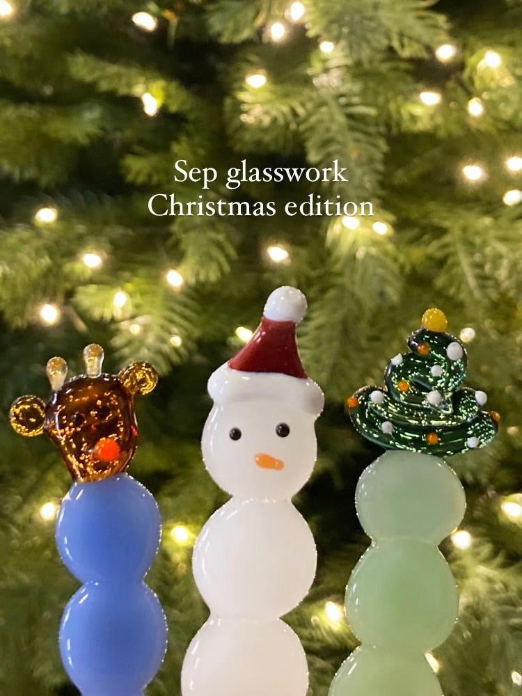 동글동글 유리 수저받침 셉글라스워크 크리스마스에디션