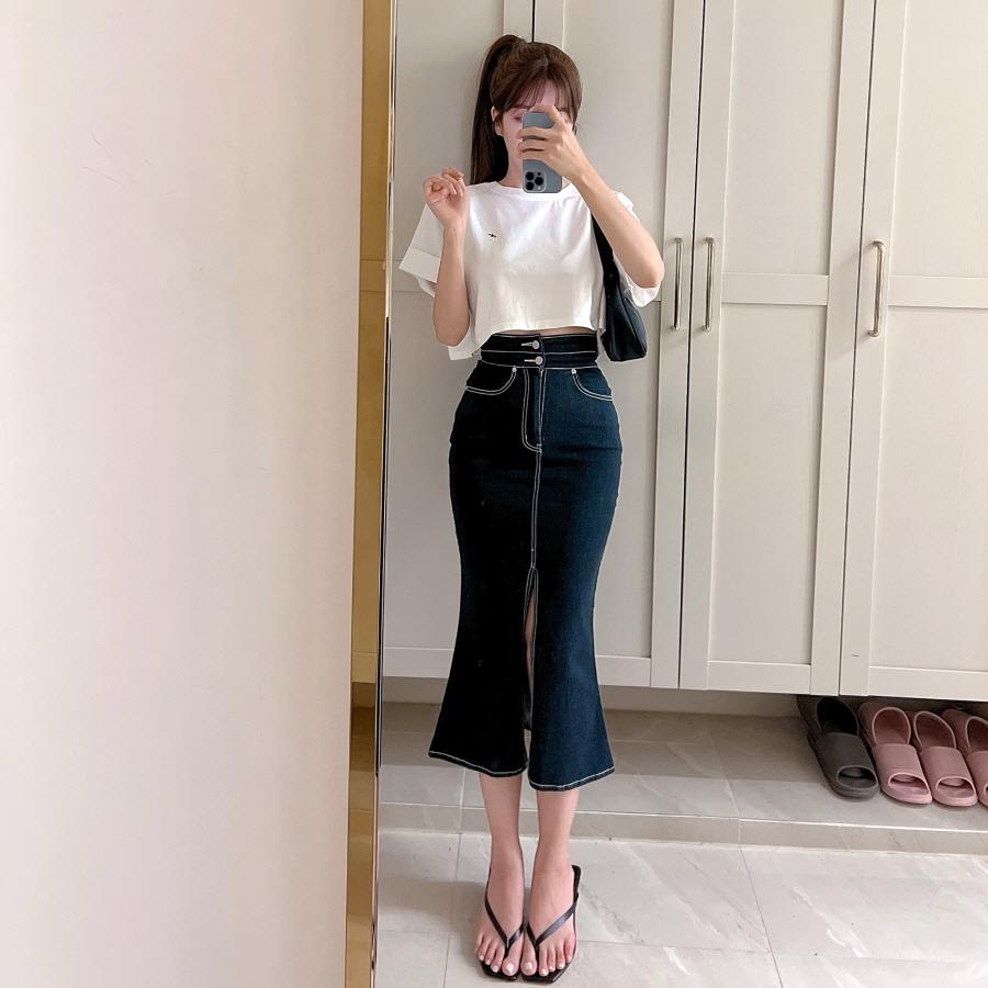 생지 스티치 인어 스커트 ( 1 COLOR )