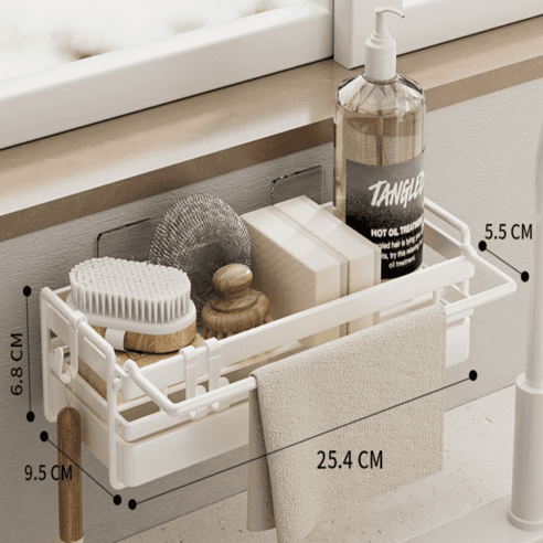 아마라제이 무타공 씽크대 세제통 수세미 행주 수납 거치대, 화이트, 1개 - 수세미걸이/받침 | 쿠팡