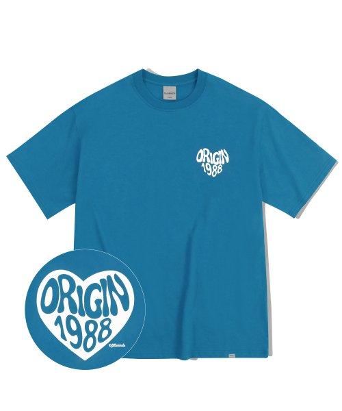 오버핏 하트 티셔츠-블루