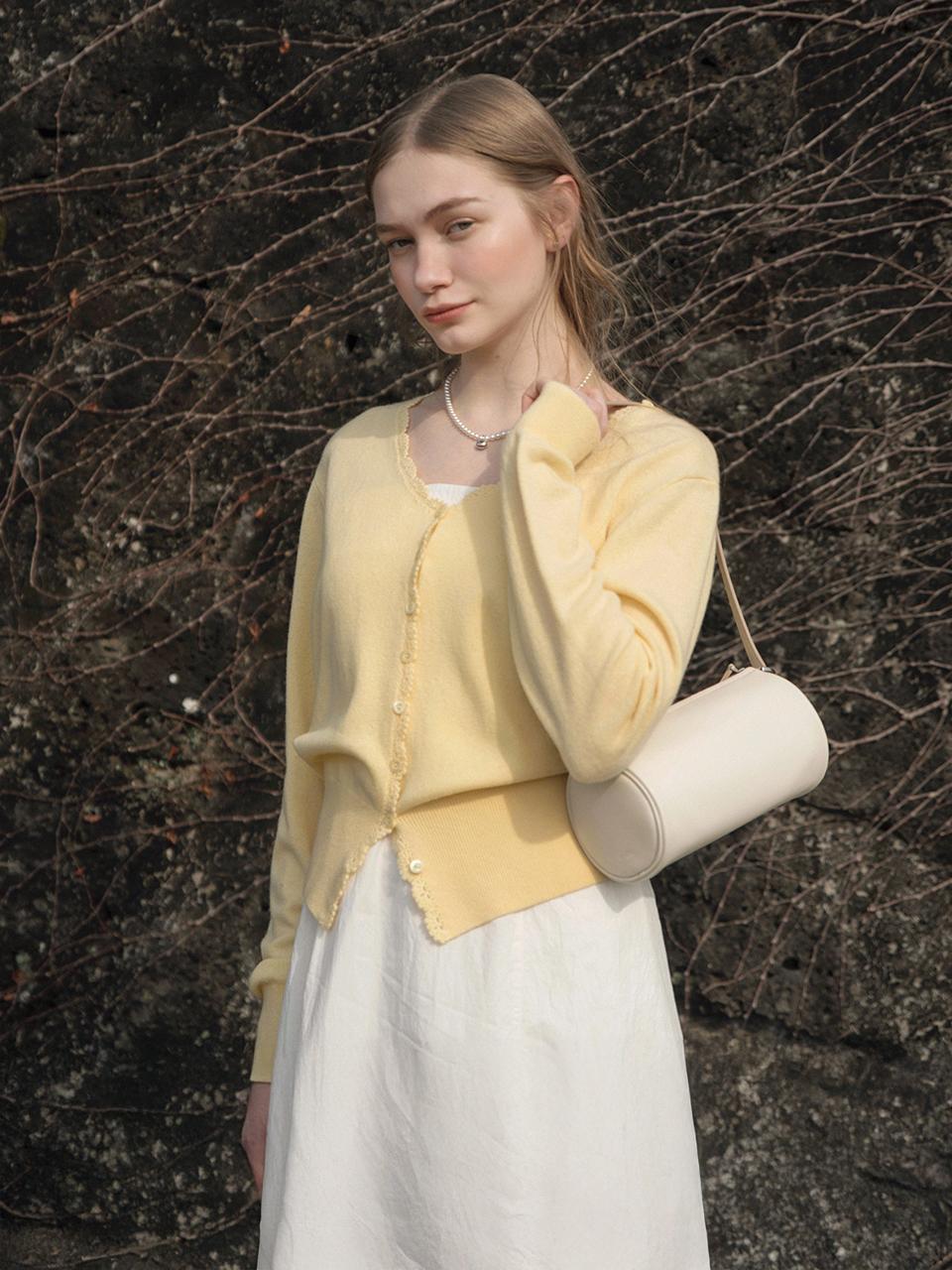 SALENA wool v neck cardigan_yellow