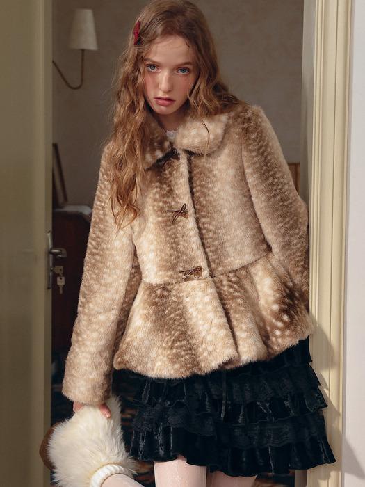 Cest_Deer pattern fur short jacket