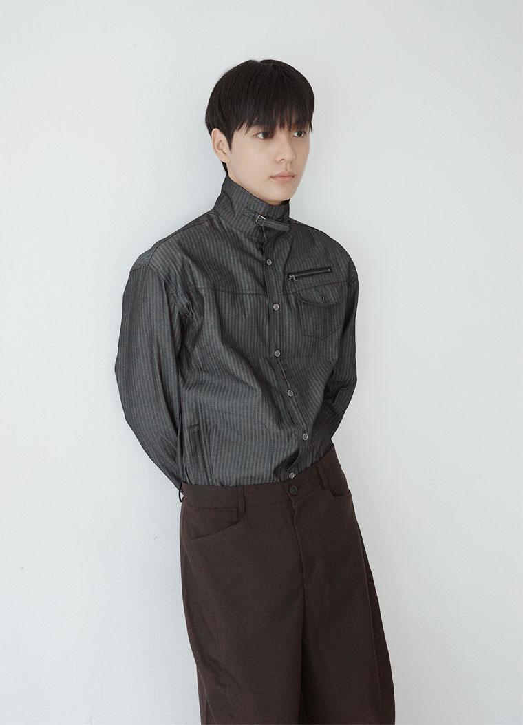 high-neck shirt jacket