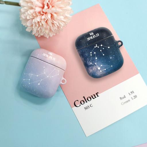 와우박스 별자리 이니셜 커플 에어팟 버즈 하드 케이스