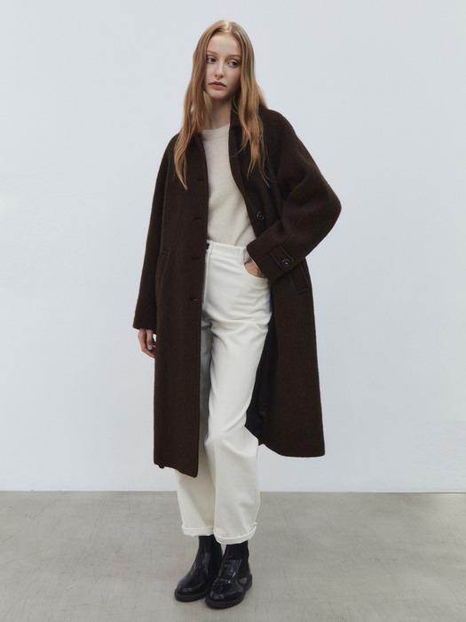 alpaca blend balmacaan coat - brown