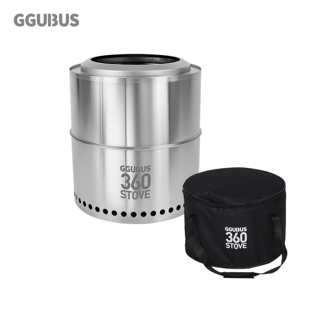 꾸버스 360 우드 스토브 불멍화로대 캠핑 원형 대형 솔로 이중연소
