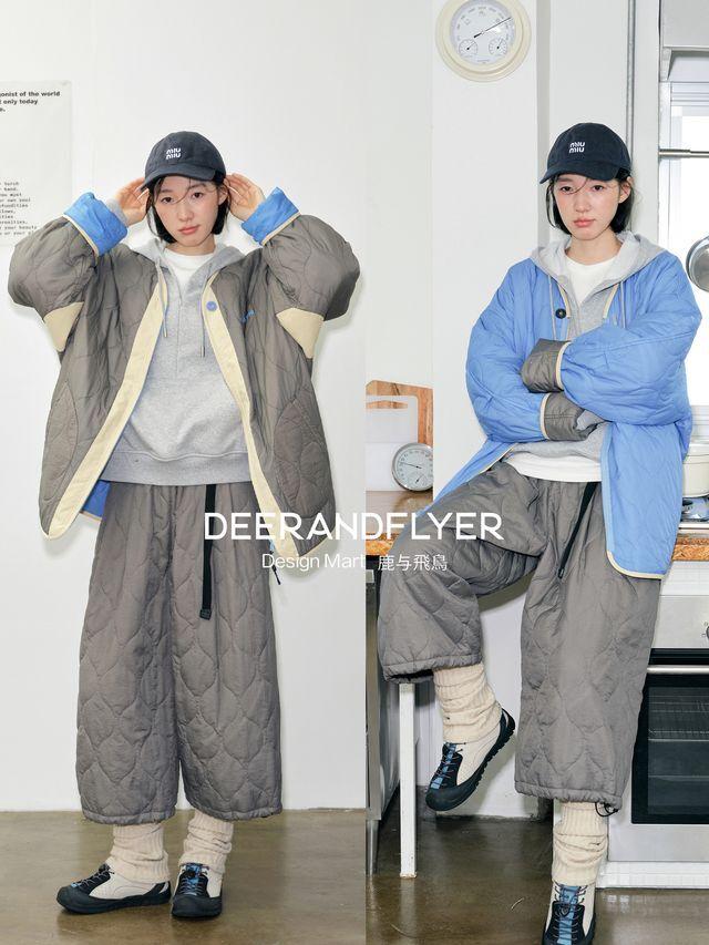 [DEERANDFLYER] Reversible Quilted Zip-Up Jacket