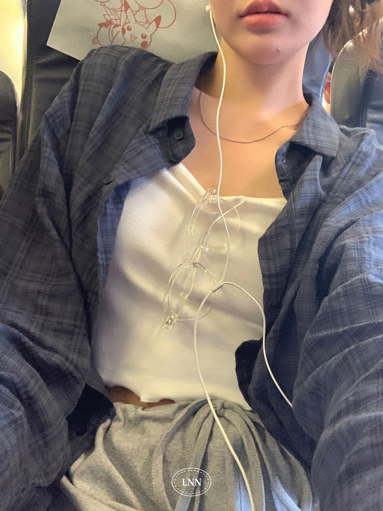 리넨느 smooth loose check shirt (navy)