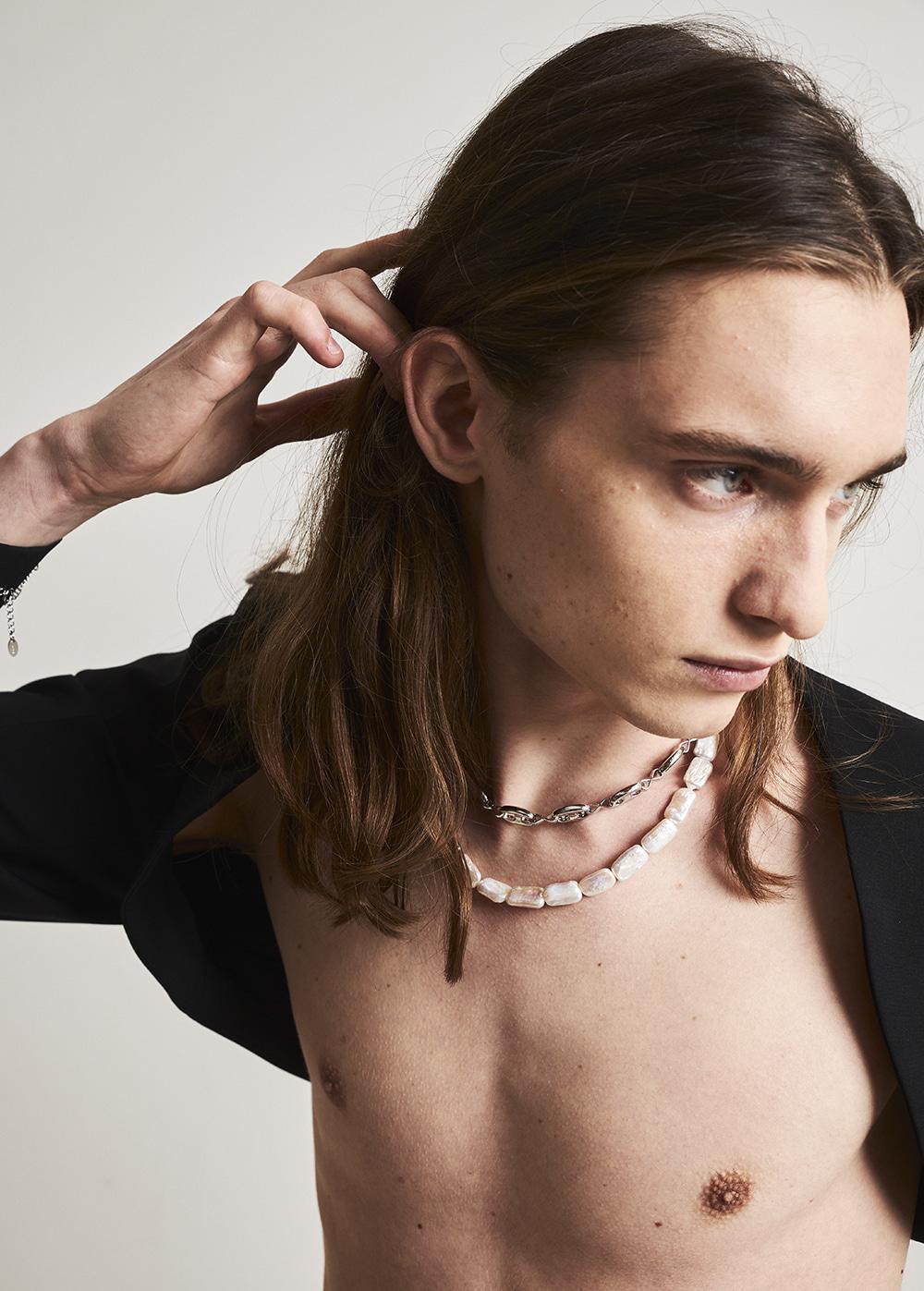 Silver big pignose chain necklace