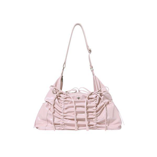 String ribbon large hobo bag Glossy pink
