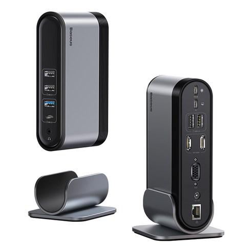 베이스어스 UnionJoy 14포트 트리플 디스플레이 다기능 멀티허브 Type-C 14in1HUB - USB허브 | 쿠팡