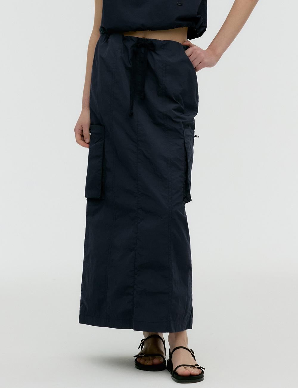 나일론 카고 밴딩 롱스커트 네이비 MDSK019NAVY