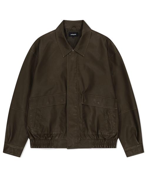 WASHED FAUX LEATHER BLOUSON BROWN(MG2EFMB940A)