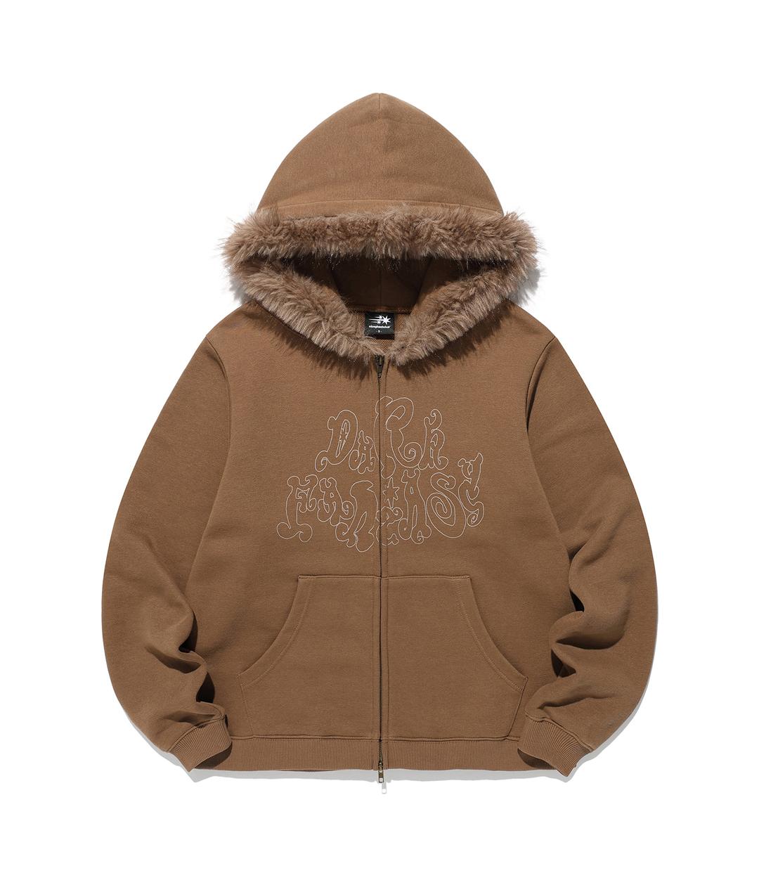 dark fantasy fur hoodie zip up[brown]