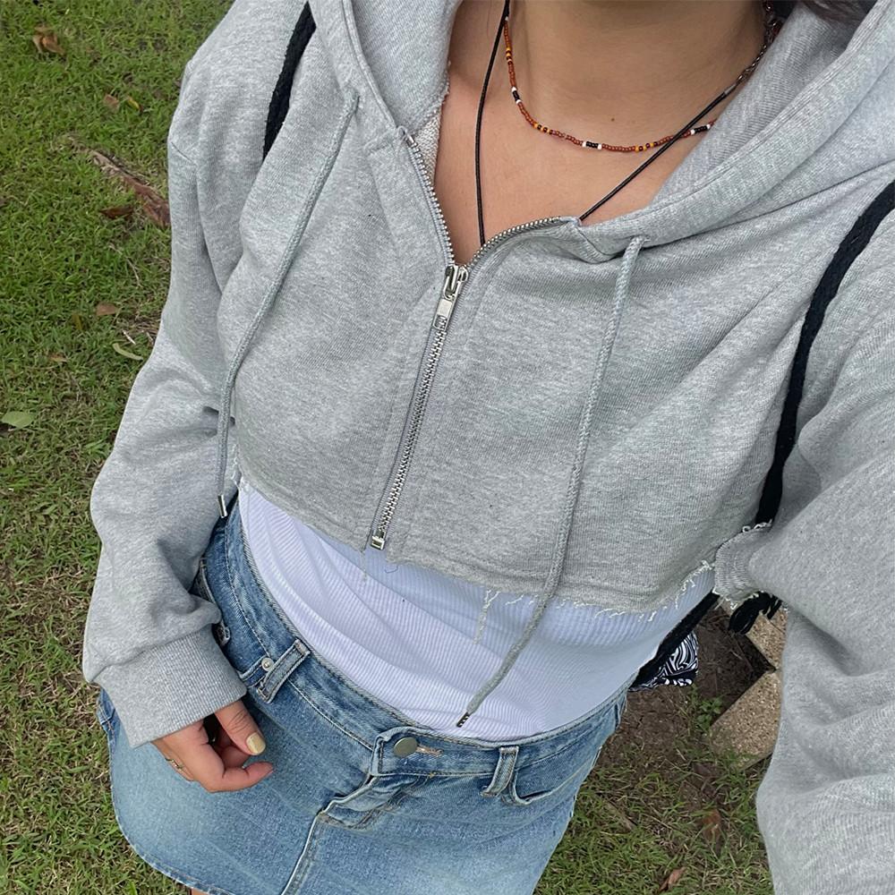 언더붑 볼레로 크롭 후드 집업