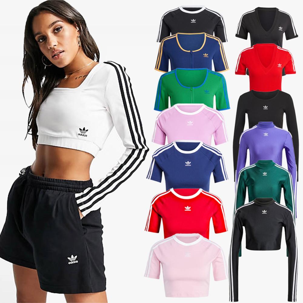 아디다스 오리지날 스퀘어 넥 스트라이프 긴팔 크롭탑 2컬러