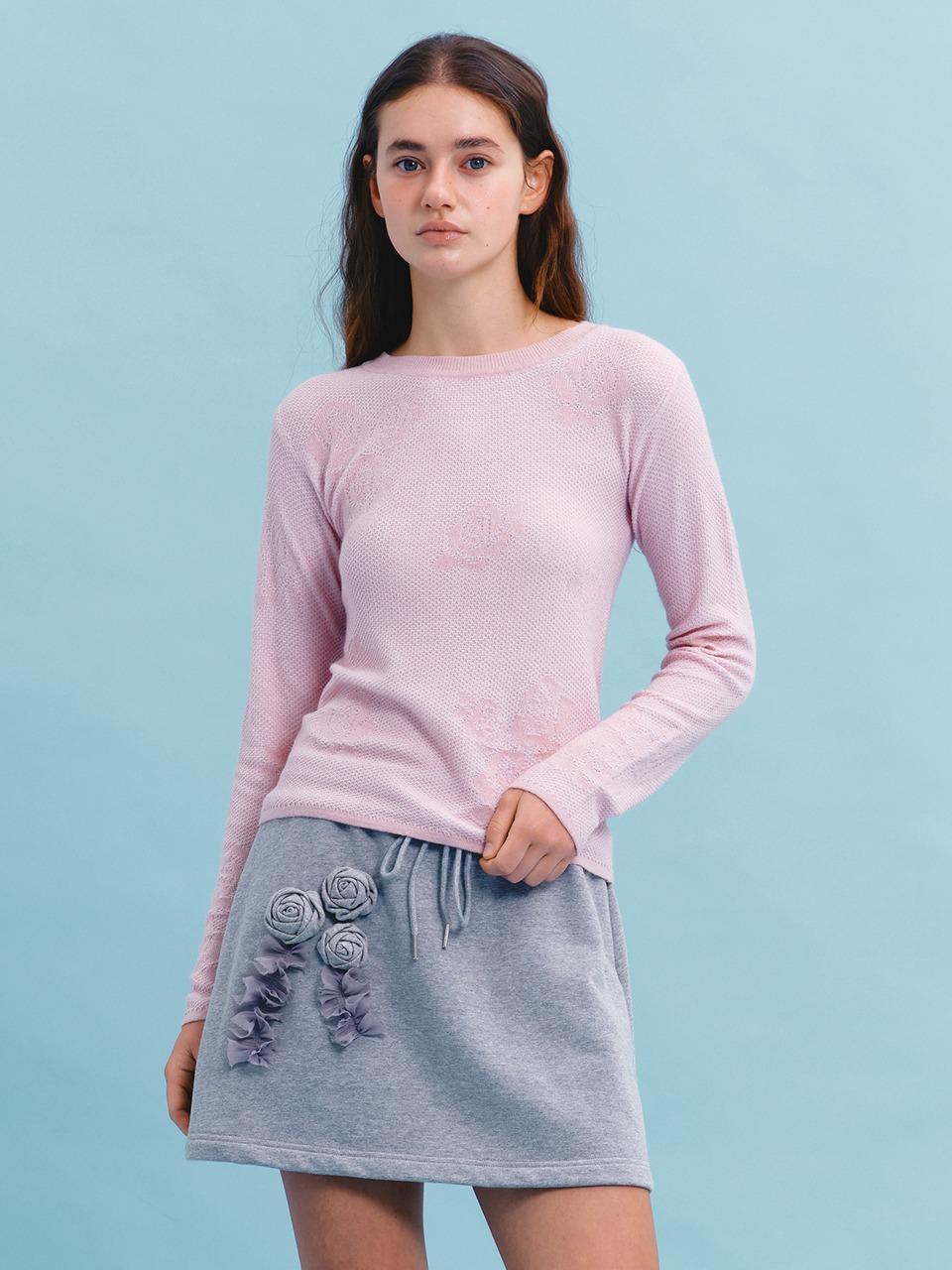 ROSE CORSAGE FRILL SKIRT (MELANGE)