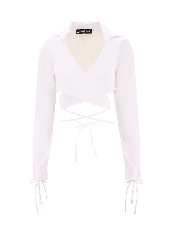 타이 웨이스트 니트 패널 셔츠