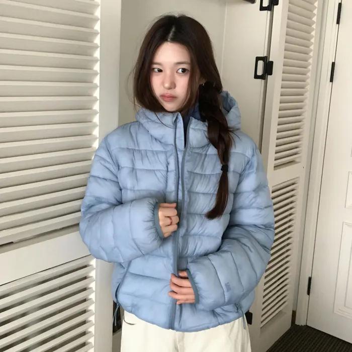경량 후드 패딩_스카이블루