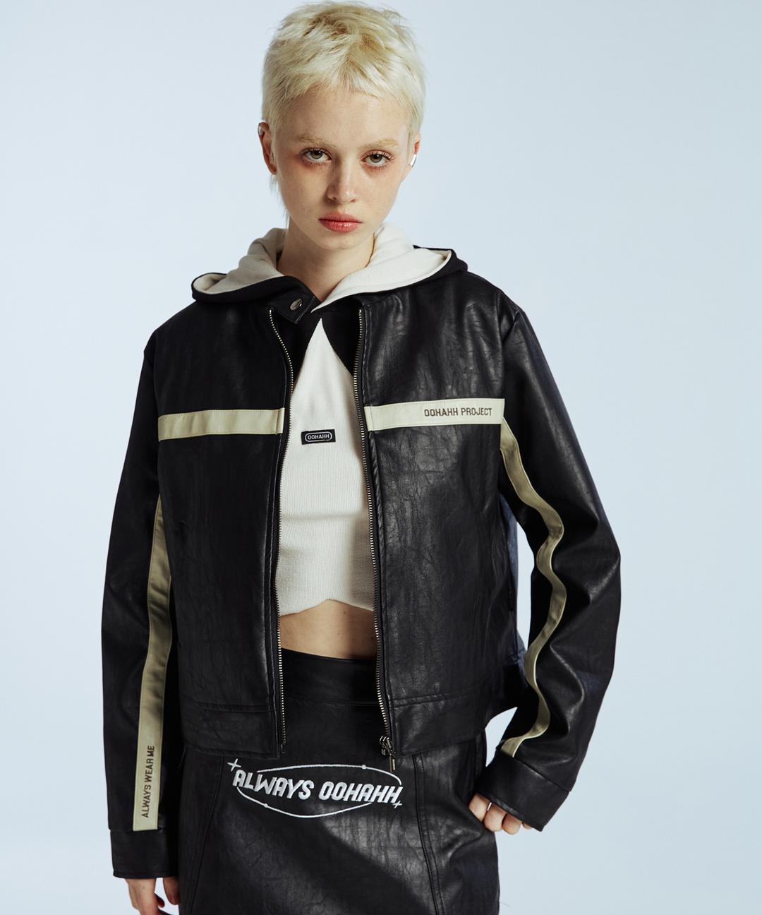 LINE 88 LEATHER JACKET (BLACK) - OOHAHH