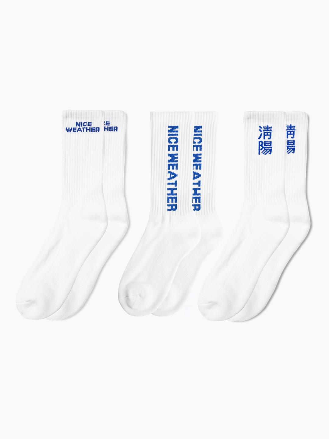 [Nice Weather Apparel] LOGO CREW SOCKS 1P (WHITE)
