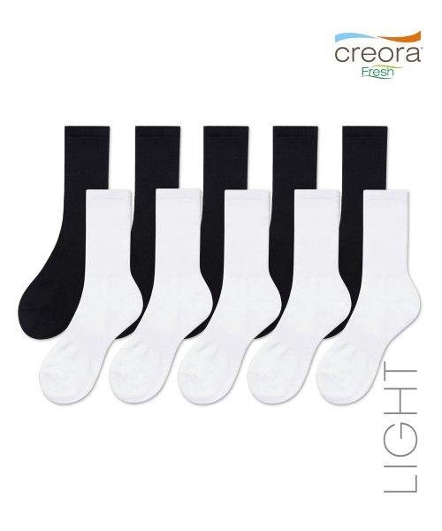 라이트웨이트 크루 삭스 10팩 [화이트/블랙]