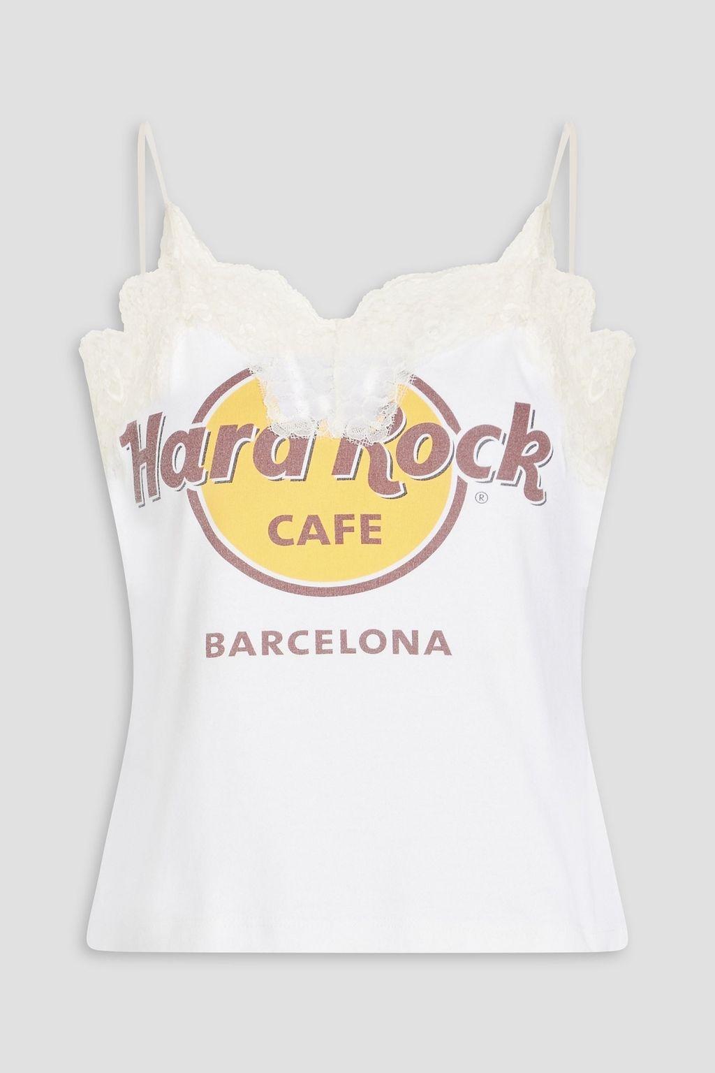 레이스 트리밍 프린트 코튼 저지 탱크