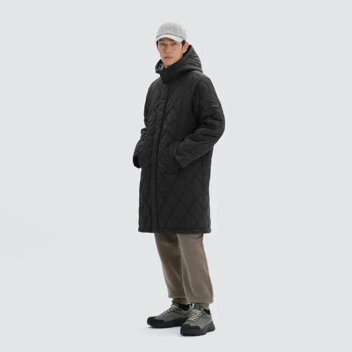 리사이클 퀼팅 롱 후드 자켓 Black (S24WUFPJ08)