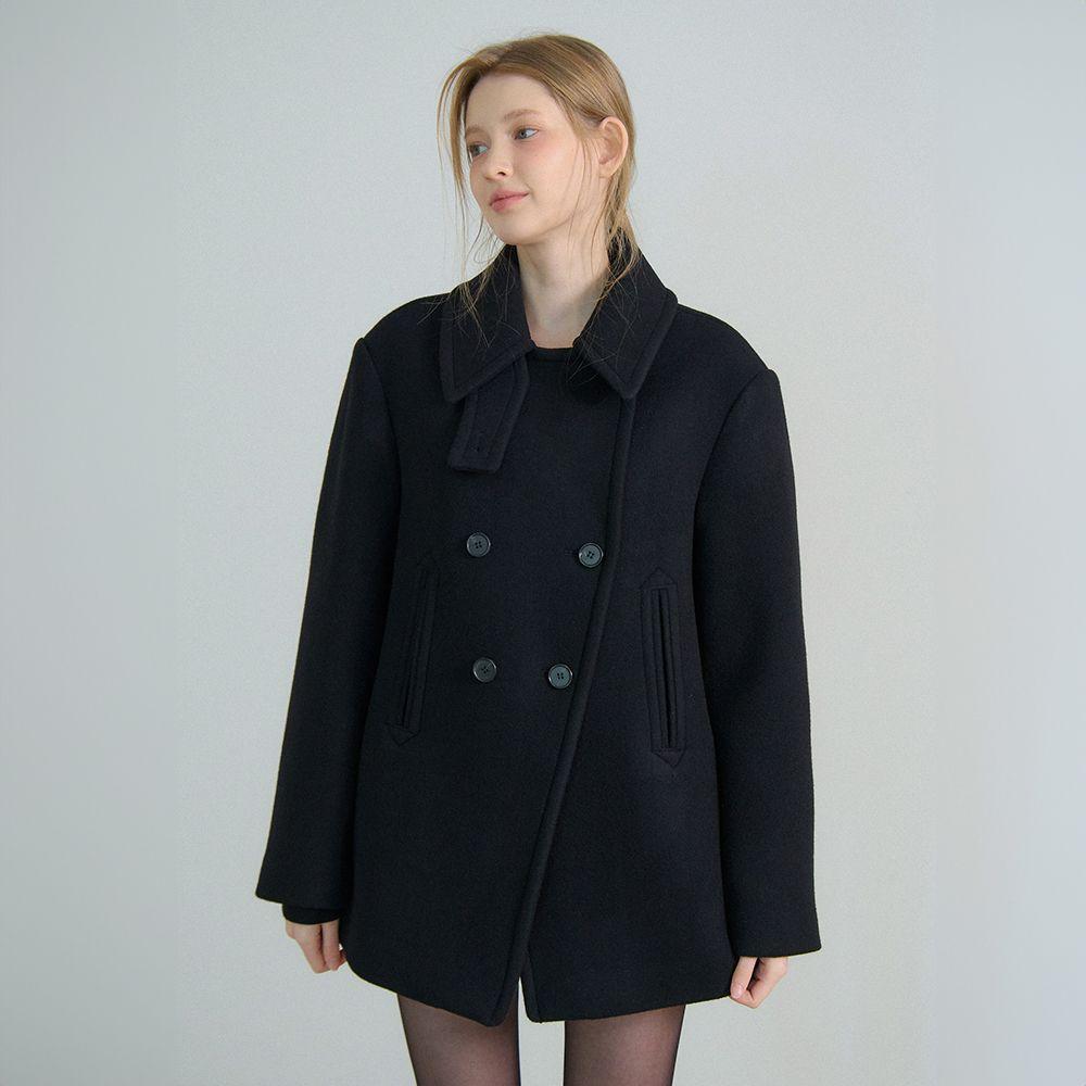 DOUBLE BREASTED BUTTON HALF COAT_BLACK