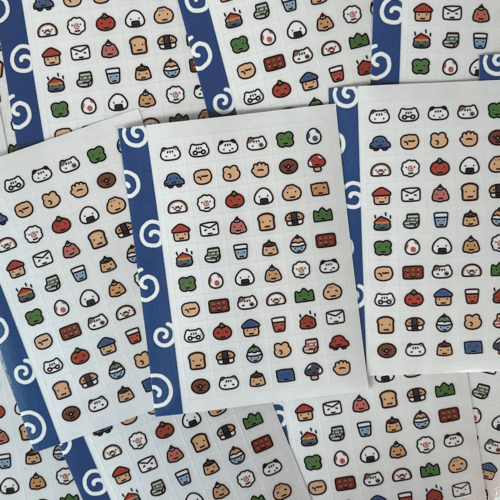 해피해피무 사각 투명 스티커 1탄