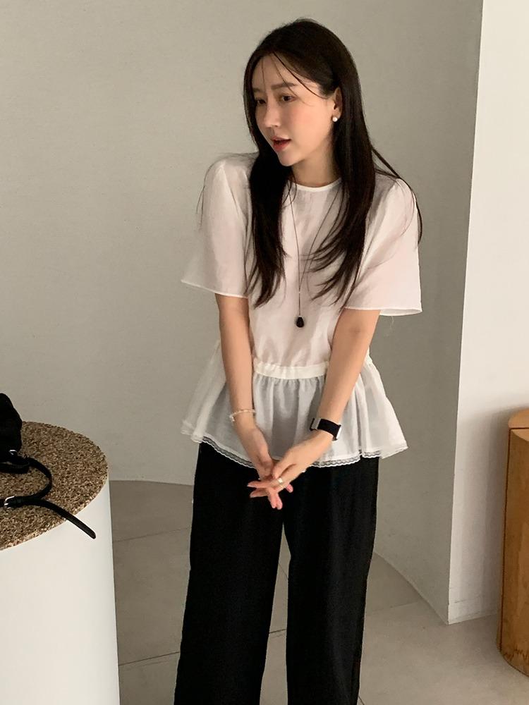 루즈 레이스 프릴 블라우스 (2size)