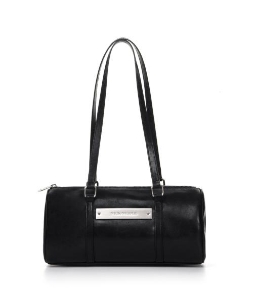 VINTAGE LEATHER CRYSTAL BOSTON BAG_BLACK
