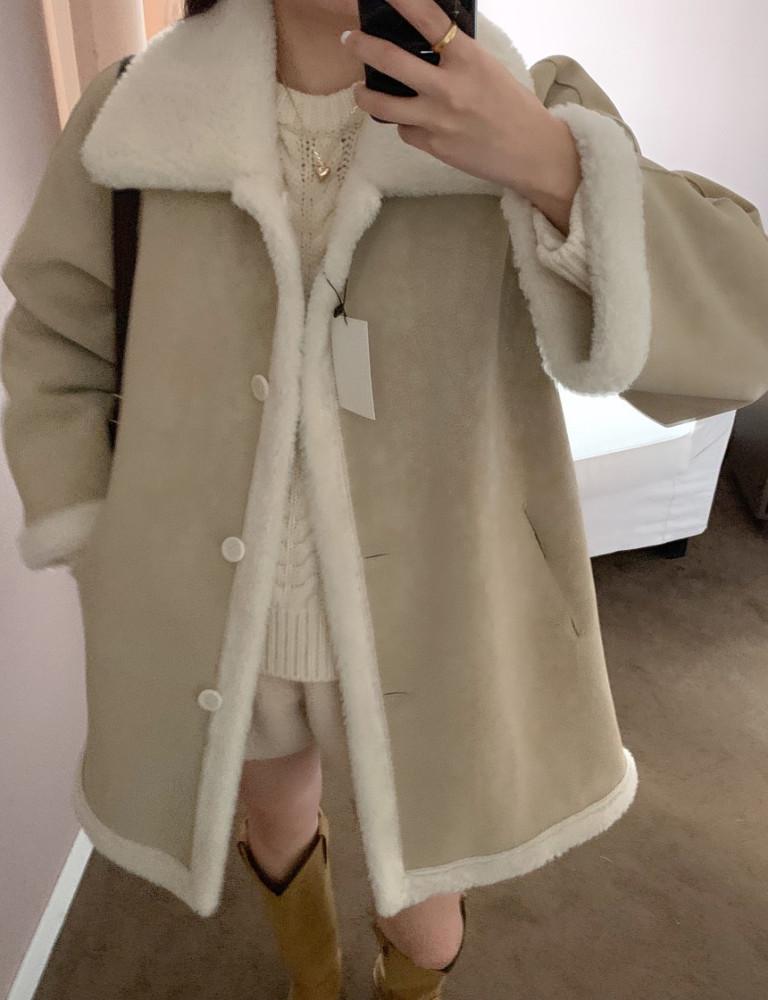 하프 리버시블 무스탕