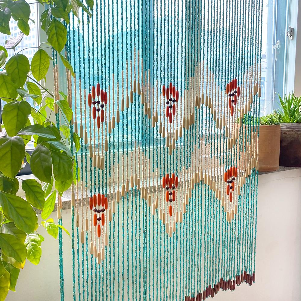 나무구슬문발 블루 목각발 l현관발 나무발 업소용문발 우드발 우드볼