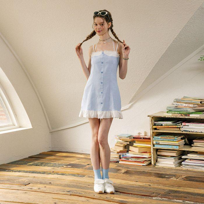 DD_Lace tude short dress_BLUE