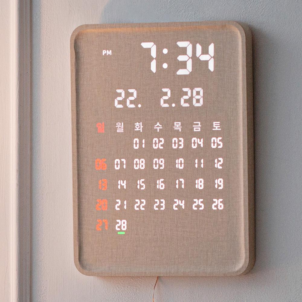 플라이토 전자달력 인테리어 LED 벽시계 사무실 거실 디지털 카렌다 벽걸이시계 집들이 이사선물