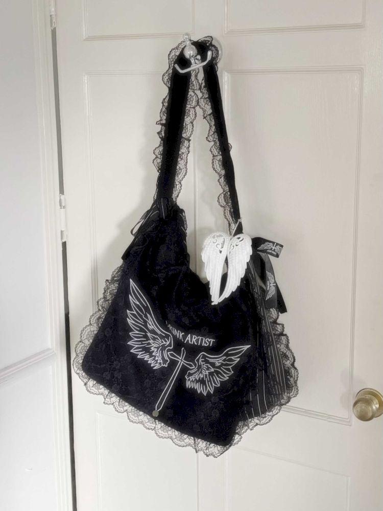 Lace Wings Embroidered Canvas Bag【s0000008754】