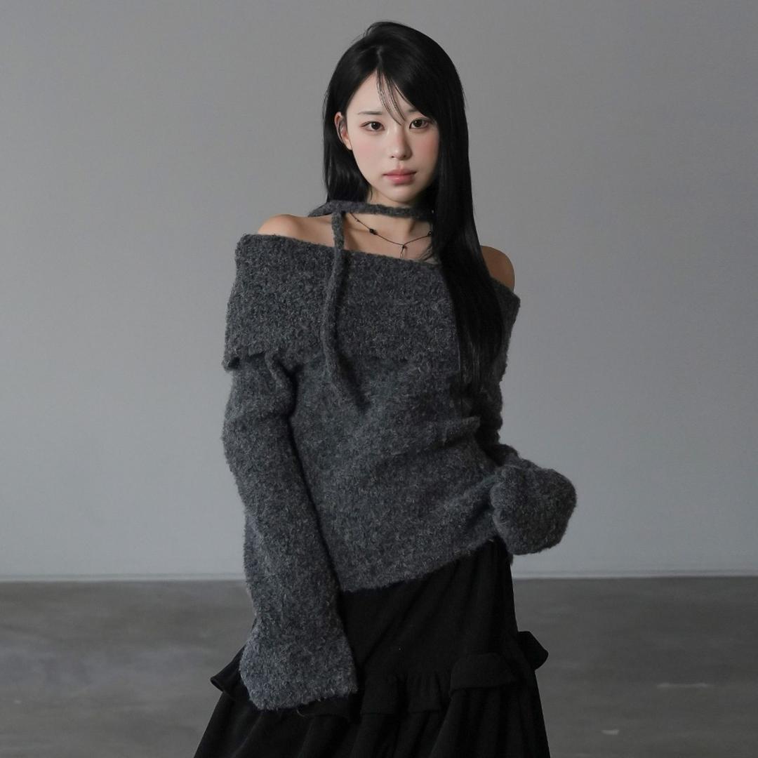 [머플러세트]코프 오프숄더 니트