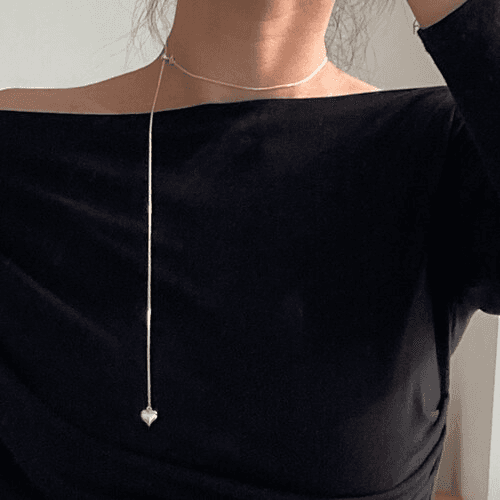 실버925 하트롱목걸이 여자은목걸이