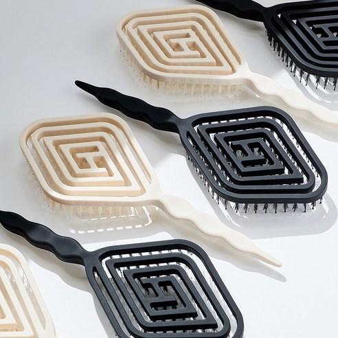 하움 쿠션브러쉬 드라이 볼륨 엉킴방지 빗, 블랙, 1개