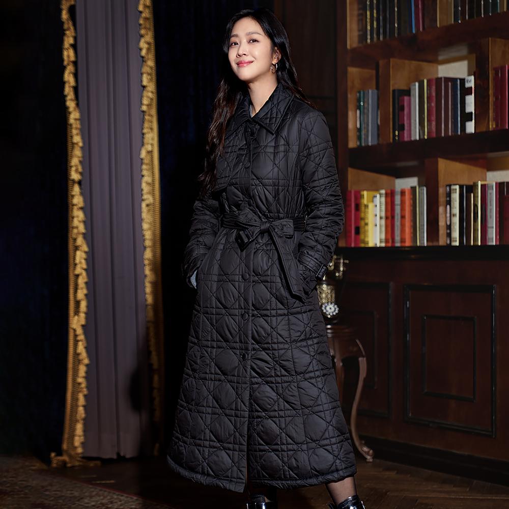 [~77사이즈][조보아PICK]스탠 카라 롱 기장 패딩 O244T870