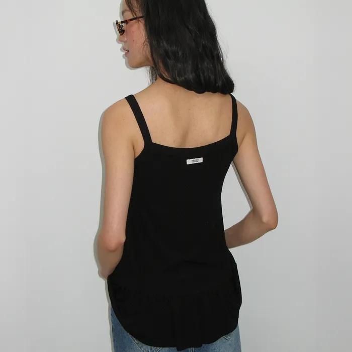 PENDANT RUFFLE LAYERED SLIM SLEEVELESS BLACK