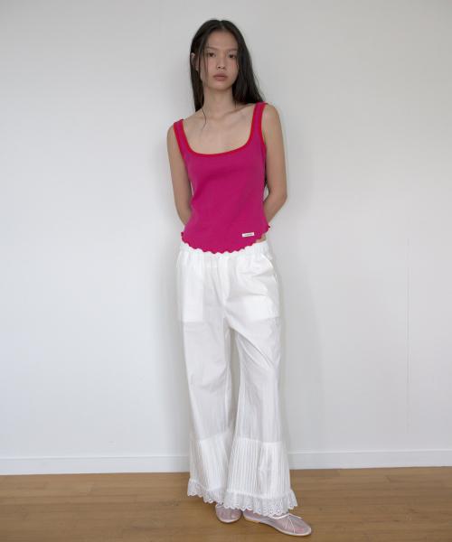 RIBBED SQUARE NECK SLEEVELESS_MAGENTA