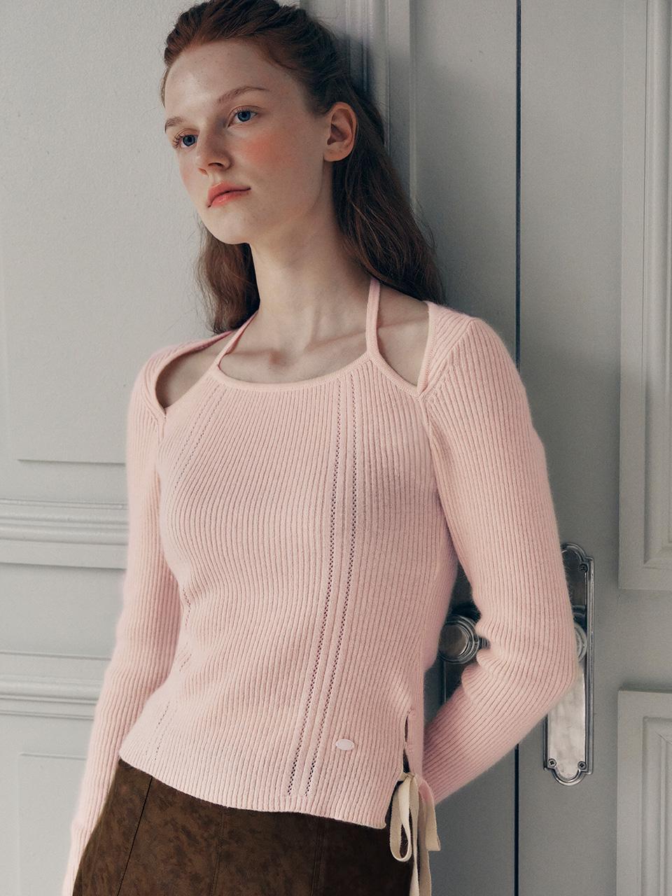 ANGORA HALTERNECK KNIT BABY PINK
