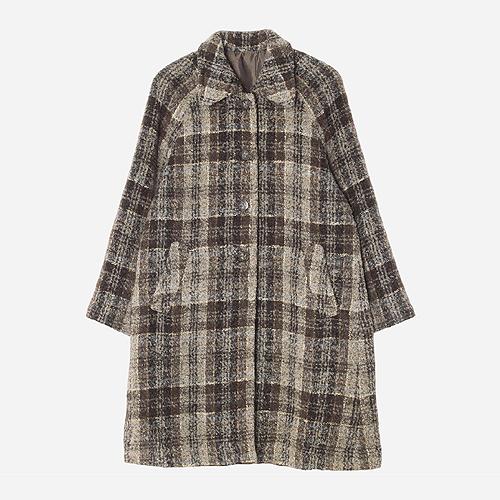 JPN체크 부클 싱글코트